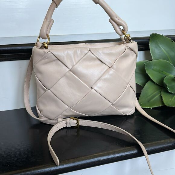Antonio Milani itialian leather Crossbody satchel shoulder handbag purse neutral - Picture 1 of 11